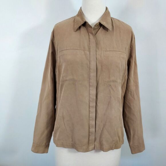 Northern Reflections Shirt Top Faux Suede Womens Size Large Soft Hidden Buttons - Picture 2 of 11